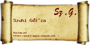 Szuhi Géza névjegykártya