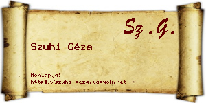 Szuhi Géza névjegykártya